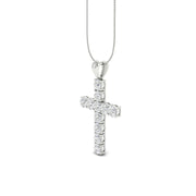 3Ct Round Moissanite Women Cross Pendant 14K White Gold Plated